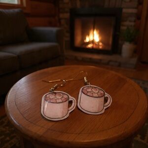 Handmade Hot Cocoa Mug Dangle Earrings